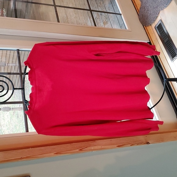 Talbots Red Ruffled Neck Long Sleeve Sz. XL Sweater NWT - Picture 8 of 10